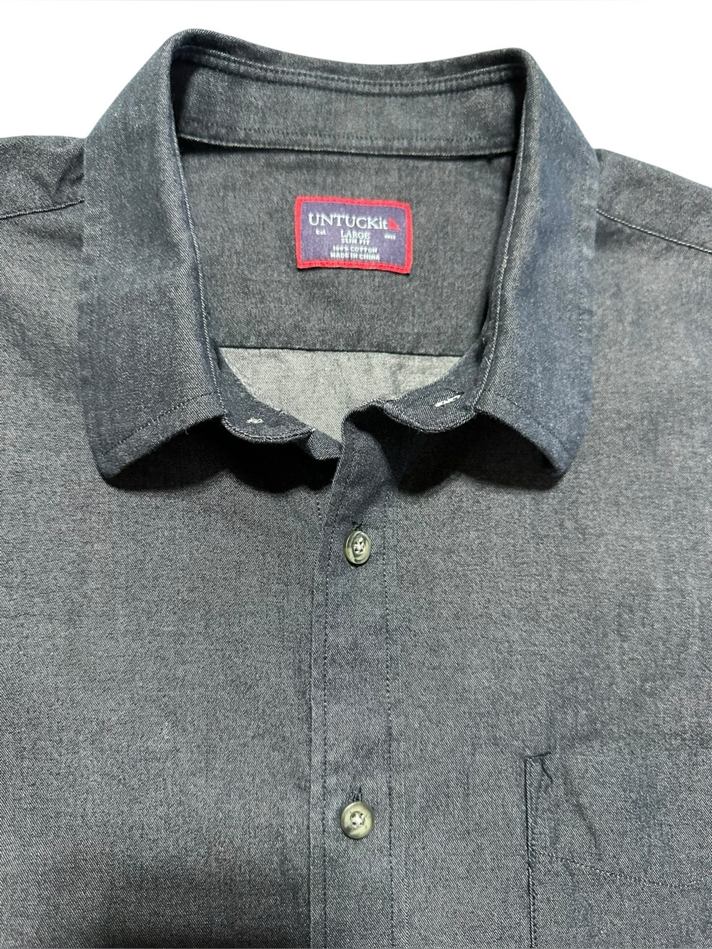 UNTUCKit Men's Charcoal Gray Long-Sleeve Button-Down Shirt Slim Fit L - Picture 3 of 11